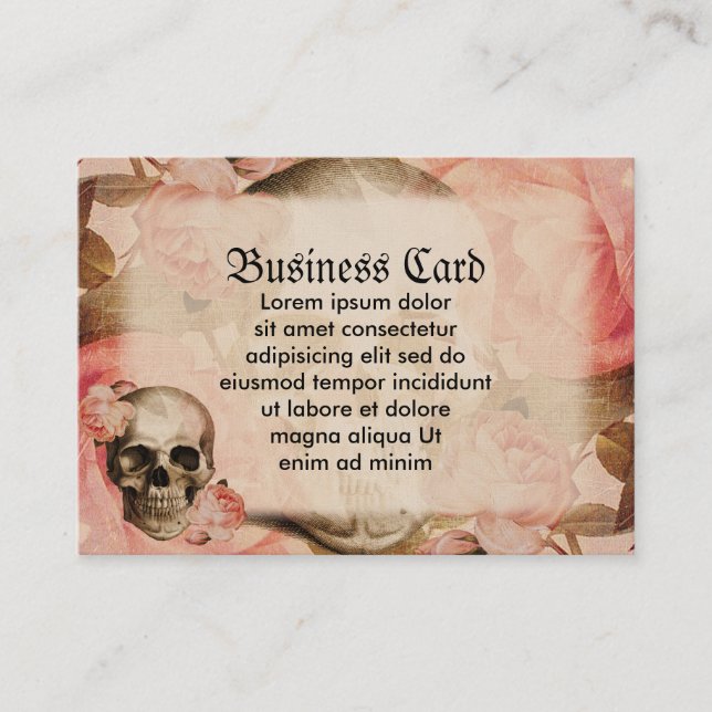 Vintage Rosa Skull Collage Business Card (Front)