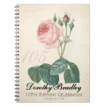Vintage Rose 105th Birthday Celebration Guest Book at Zazzle