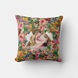 Vintage Rose 50th Birthday PHOTO Throw Pillow
