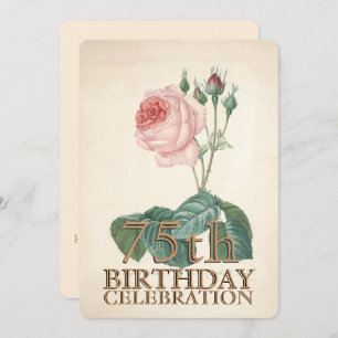Vintage Rose 75th Birthday Celebration Invitation
