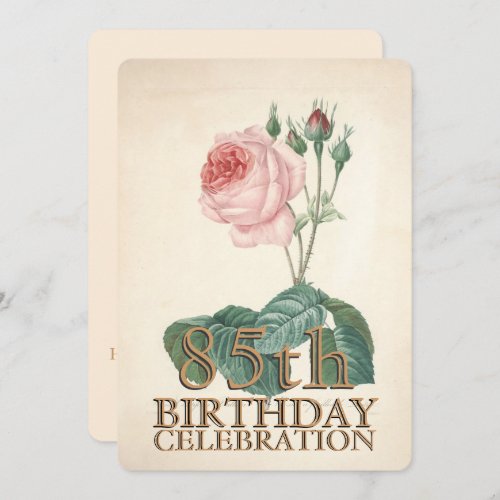 Vintage Rose 85th Birthday Celebration Invitation