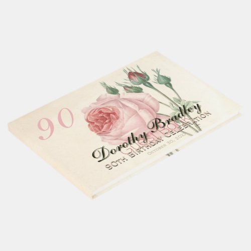 Vintage Rose 90th Birthday Celebration Guest Book