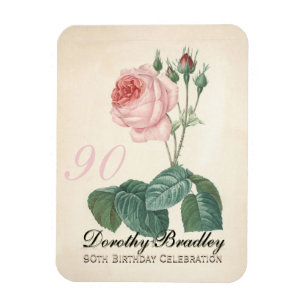 Vintage Rose 90th Birthday Celebration - Magnet