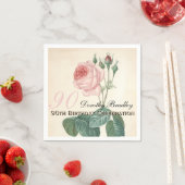 Vintage Rose 90th Birthday Party Paper Napkins (Insitu)