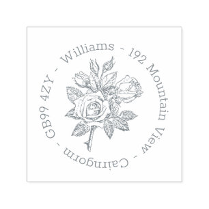 Vintage Rose Address Self-inking Stamp
