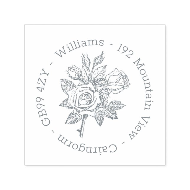Vintage Rose Address Self-inking Stamp (Design)