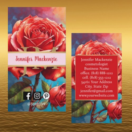 Vintage Rose AI Generated Floral Design Business Card