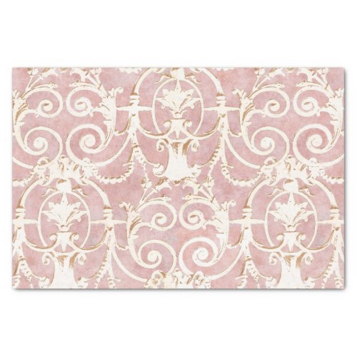 Vintage Rose and Beige Damask Pattern Tissue Paper