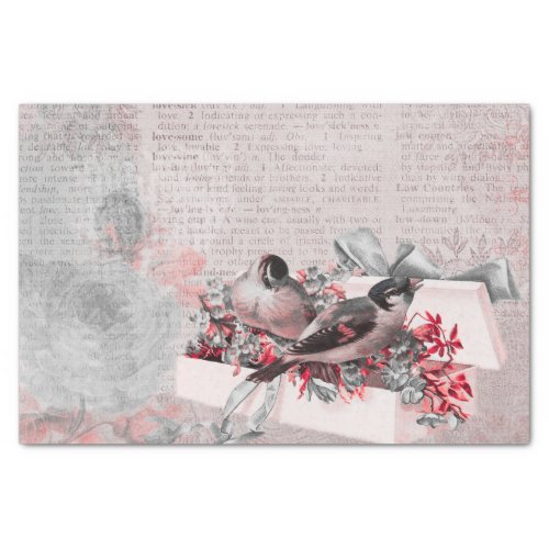 Vintage Rose and Birds Pretty Decoupage Tissue Paper