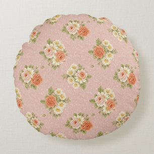 Vintage Rose and Daisy Bedding Round Pillow