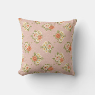 Vintage Rose and Daisy Bedding Throw Pillow
