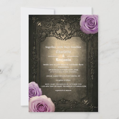 Vintage Rose  and Gothic Frame  Wedding  Invitatio Invitation