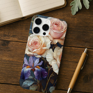 Vintage Rose and Iris Floral in Pink and Purple iPhone 16 Pro Max Case