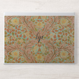Vintage Rose and Leaf Floral Arts Blue Green Brown HP Laptop Skin