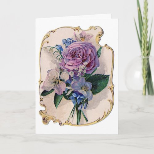 Vintage Rose and Lily of the Valley Card