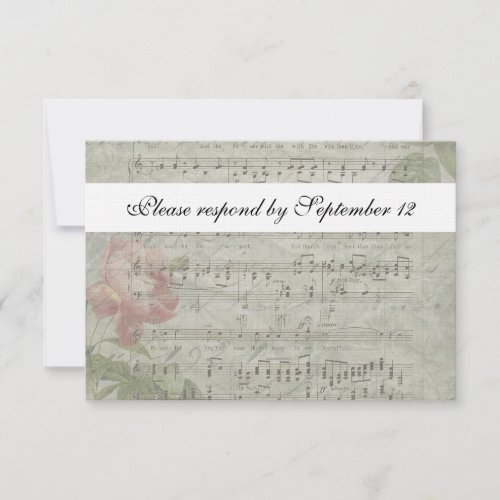 Vintage Rose and Music rsvp with envelope