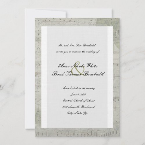 Vintage Rose and Music Wedding Invitation