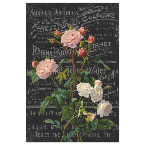 Vintage Rose and Perfume Ephemera Decoupage Tissue Paper