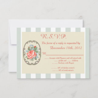 Vintage Rose Antique Wedding 3.5x5 R.S.V.P. Reply RSVP Card