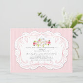 Vintage Rose Baby Shower Tea Party Invitation (Standing Front)
