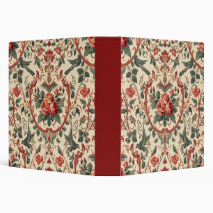Vintage Rose & Bird Pattern Romantic Art Nouveau 3 Ring Binder