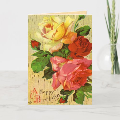 Vintage Rose Birthday Card