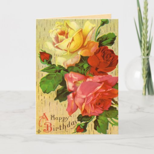 Vintage Rose Birthday Card | Zazzle