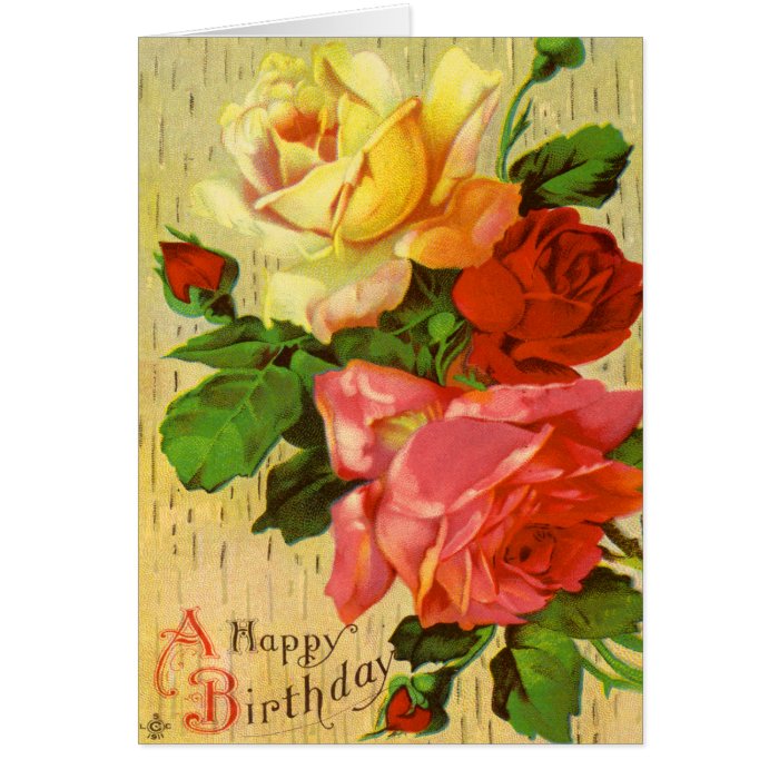 Vintage Rose Birthday Card Zazzle