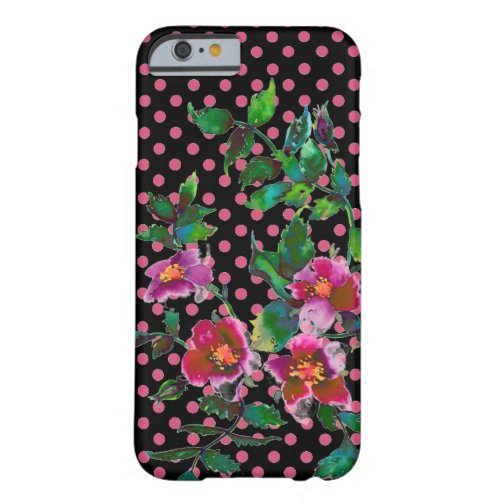 Vintage Rose black and marsala polka_dots Barely There iPhone 6 Case