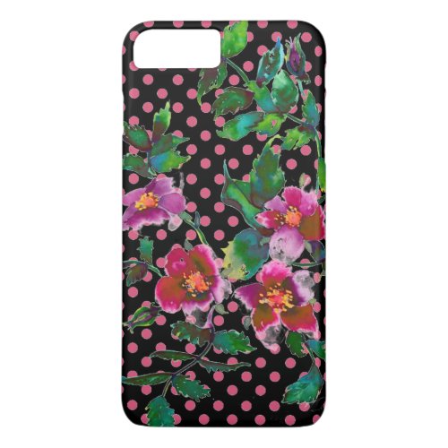 Vintage Rose black and marsala polka_dots iPhone 8 Plus7 Plus Case