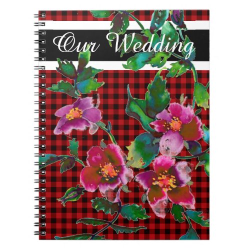 Vintage Rose _ black and white plaid Notebook