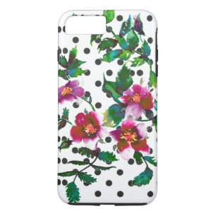 Vintage Rose - black and white polka dots iPhone 8 Plus/7 Plus Case