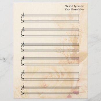 Vintage Rose Blank Sheet Music  Piano Staves by GranniesAttic at Zazzle
