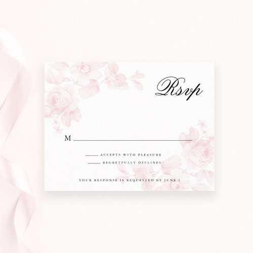 Vintage Rose Blush Pink Wedding RSVP Card