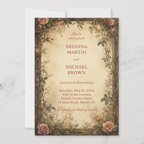 Vintage Rose Botanical Elegant Invitation