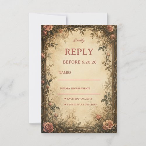Vintage Rose Botanical RSVP Card