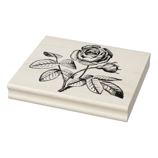 Vintage Rose Botanical Rubber Art Stamp (Stamp)