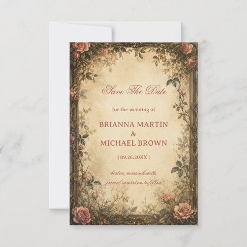 Vintage Rose Botanical Save The Date