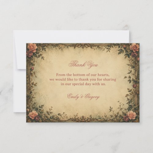 Vintage Rose Botanical Thank You Card