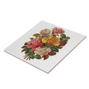 Vintage Rose Bouquet Ceramic Tile