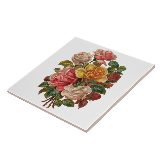 Vintage Rose Bouquet Ceramic Tile (Side)