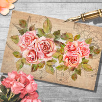 Vintage Rose Bouquet Decoupage Tissue Paper