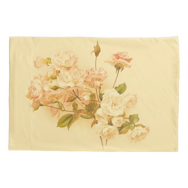 Vintage Rose Bouquet Flower Floral Pillowcase (Back)