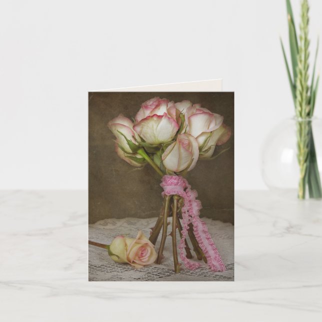 Vintage Rose Bouquet Note Card (Front)