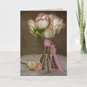 vintage rose bouquet thinking of you card