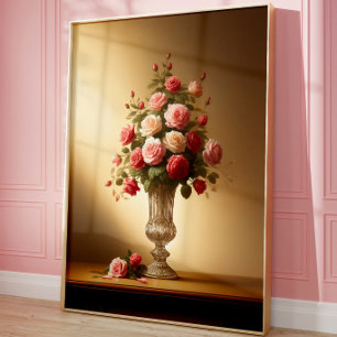 Vintage Rose Bouquet Wall Art Print Elegant Art
