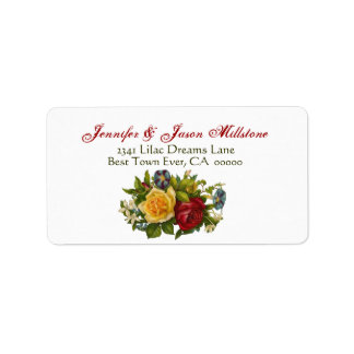 Vintage Rose Bouquet Wedding Label