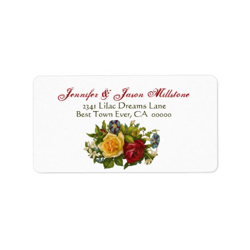 Vintage Rose Bouquet Wedding Label