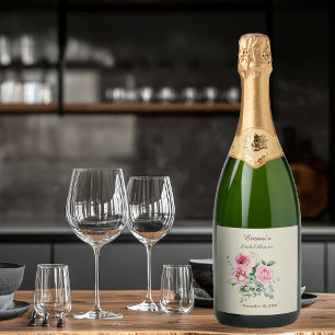 Vintage Rose Bridal Shower Customize Sparkling Wine Label