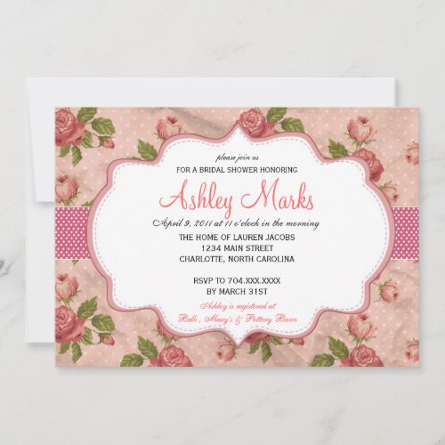 Vintage Rose Bridal Shower Invitation